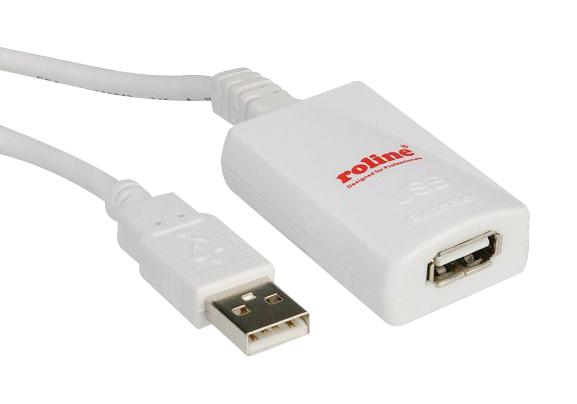 Roline 12.04.1088 USB Cable Type A Plug to Receptacle 5 m 16.4 ft 2.0 White