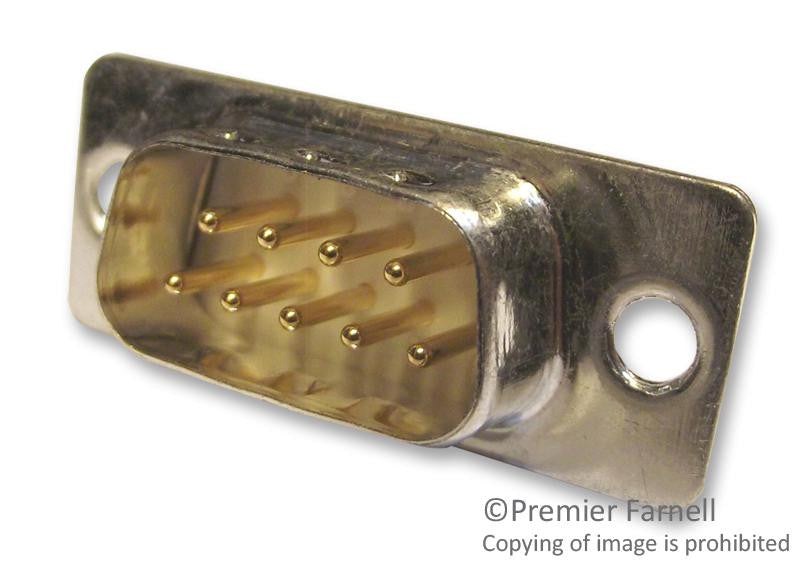 CINCH FDE-9PTI2/1-LF Filtered D Sub Connector, DE, Plug, 9 Contacts, 1000 pF, Metal Body