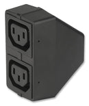 SCHURTER 4741.0000 Mains Converter Plug, IEC C14 Appliance Inlet, 2 x F Appliance Outlets, 10 A, 10 A, Black