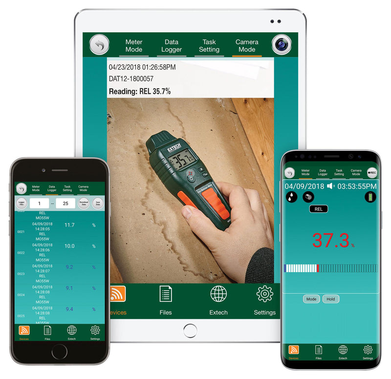 Extech Instruments MO55W Moisture Meter 5% to 50% 0.1% 99.9% 0.1 % 170 mm 30
