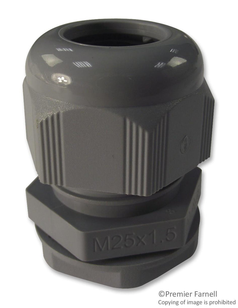 AMP - TE CONNECTIVITY 25MM GREY Cable Gland, With Locknut, M25, 13 mm, 18 mm, Nylon 6 (Polyamide 6), Grey