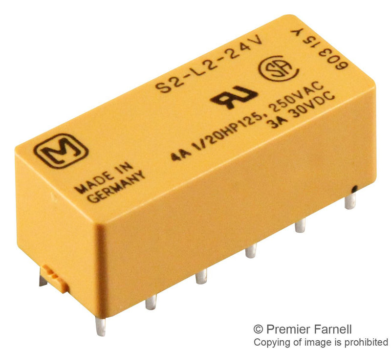 PANASONIC ELECTRIC WORKS S2-L2-24VDC General Purpose Relay, S Series, Power, Latching Dual Coil, DPST-NO, DPST-NC