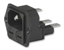 SCHURTER 4707.2000 Power Entry Connector, 4707 Series, Plug, 250 VAC, 10 A, Panel Mount, Quick Connect