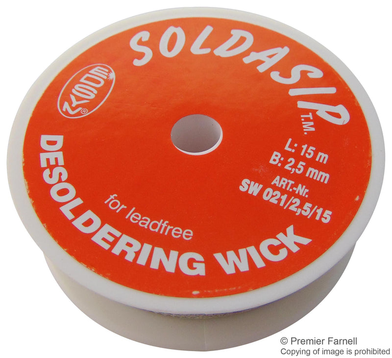 EDSYN SW021/2,5/15 SOLDASIP Lead-Free Desoldering Braid - 2.5mm x 15m