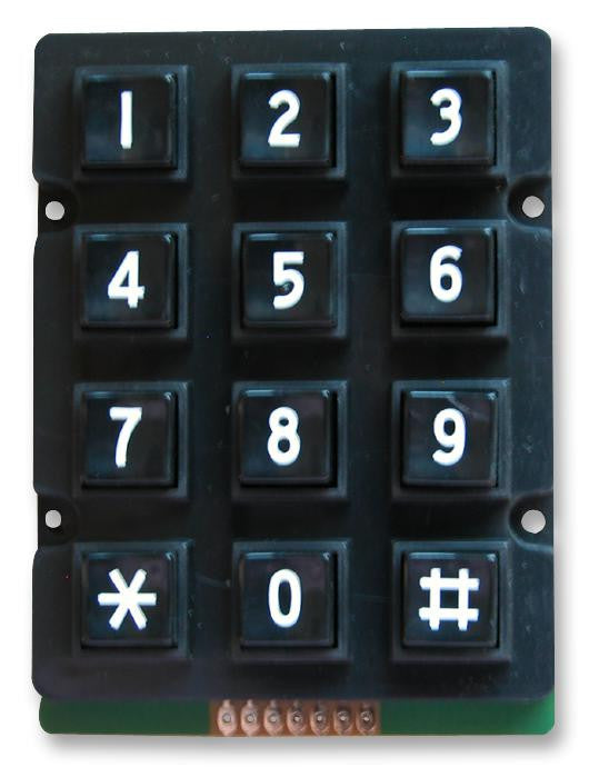 MULTICOMP MCAK207NBBWWP Keypad, 20 mA, 24 V, 3 x 4, Matrix, 12