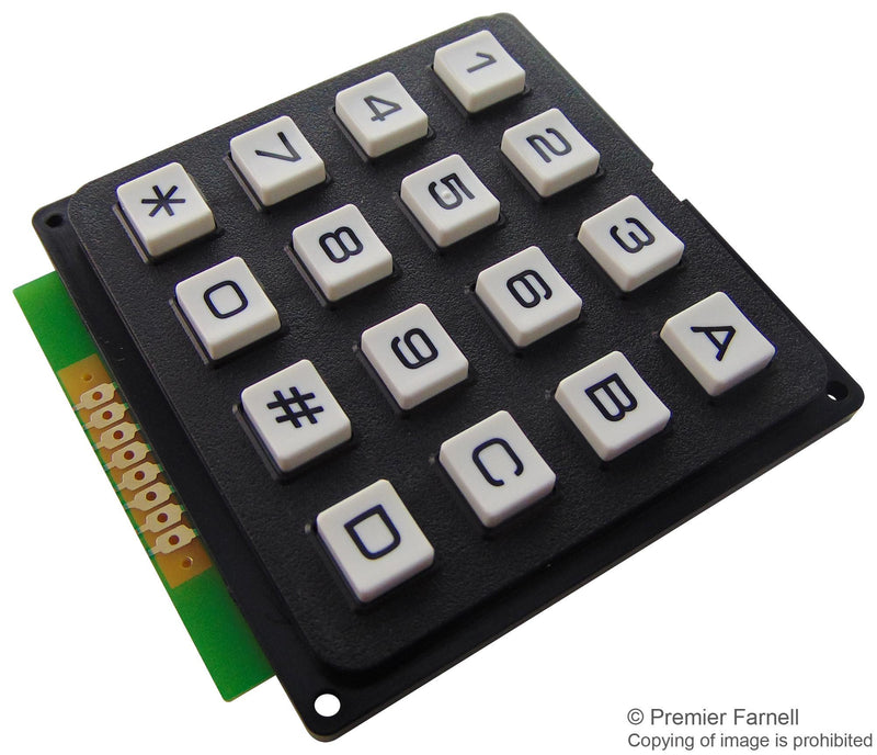 MULTICOMP MCAK1604NBWB Keypad, 20 mA, 24 V, 4 x 4, Matrix, 16