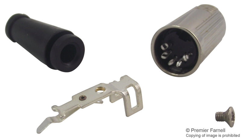 DELTRON COMPONENTS 600-0500 DIN Audio / Video Connector, 180&iuml;&iquest;&frac12;, 5 Contacts, Jack, Cable Mount, Silver Plated Contacts