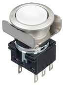 Idec LB6MB-A1T6W Pushbutton Switch Flush Silhouette On-Off Dpdt 250 V 30 5 A Quick Connect Solder