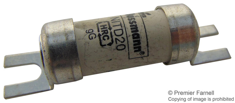 EATON BUSSMANN SERIES NITD20A Fuse, High Rupturing Capacity (HRC), 20 A, NITD Series, 550 VAC, Bolted Tag