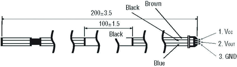 OMRON ELECTRONIC COMPONENTS D6F-CABLE1 Sensor Cable, D6F/10/20/50, Circular 3 Position Plug, Free Ends, 200 mm, 7.874 "