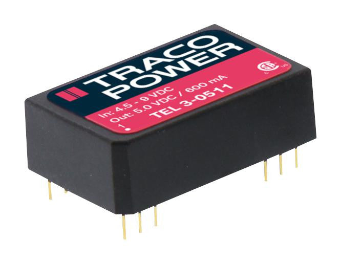 TRACOPOWER TEL 3-2011 Isolated Board Mount DC/DC Converter, 1 Output, 3 W, 5 V, 600 mA
