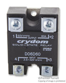 CRYDOM D06D60 Solid State Relay, SPST-NO, 60 A, 60 VDC, Panel, Screw, DC Switch