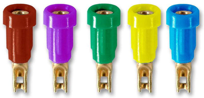 STAUBLI 23.1010-23, 24, 25, 26, 27 Banana Test Connector, Receptacle, Panel Mount, 20 A, 60 V, Gold Plated Contacts