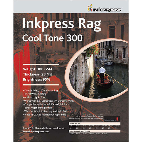 Inkpress Media Rag Cool Tone 300 Paper (17 x 22", 20 Sheets)