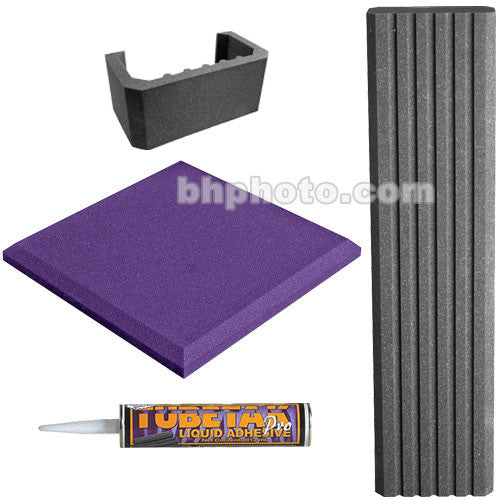 Auralex SFS-112 SonoFlat System (Purple/Charcoal Gray) - 24 2" SonoFlat Panels (Purple,) 4 SonoColumns (Charcoal Gray,) 4 SonoCollars (Charcoal Gray) and 5 Tubes of TubeTak Pro Adhesive