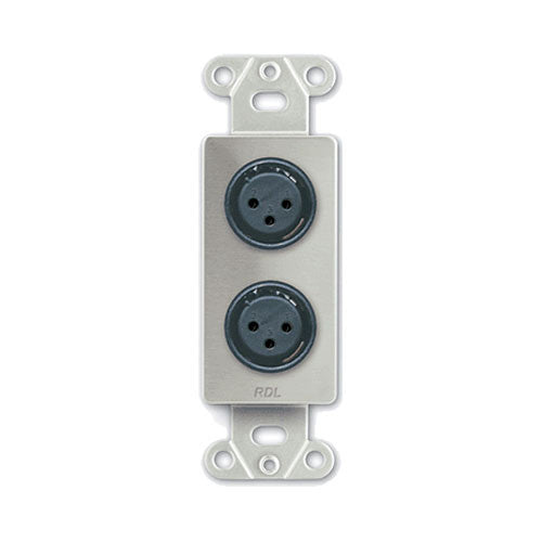 RDL DS-XLR2F Decora Wall Plate with Dual XLR 3-Pin Female Connectors (Stainless Steel)