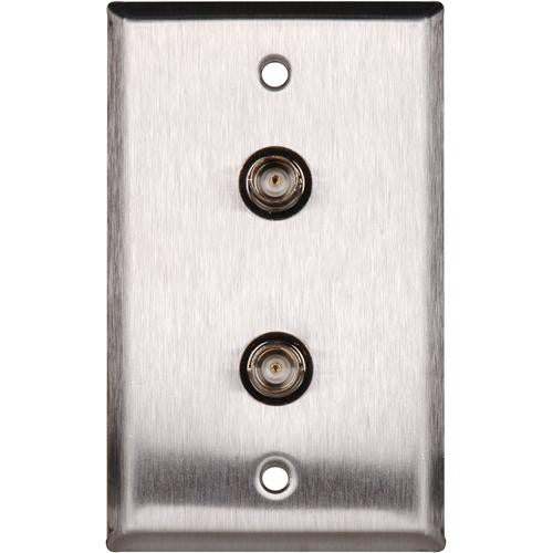 TecNec WPL-1102/R Stainless Steel Wall Plate with (2) 75 Ohm BNC Female Barrel Connectors (Recessed)