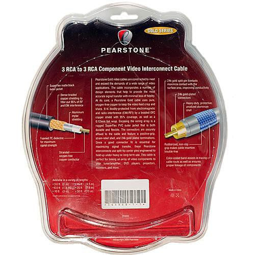 Pearstone 3 RCA Male to 3 RCA Male Component Video Cable - 6'