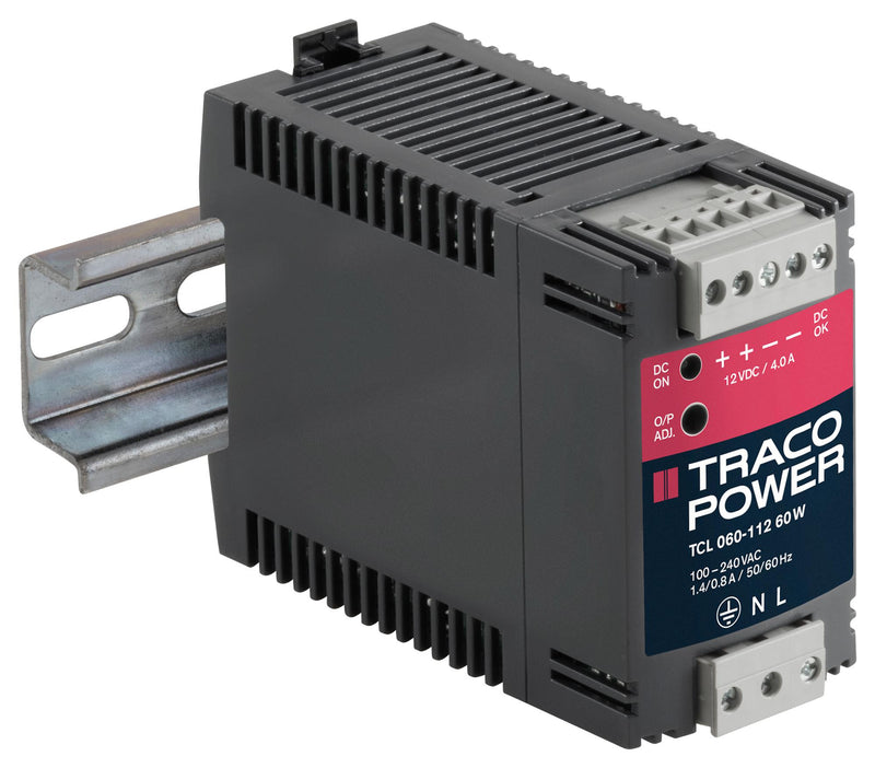 TRACOPOWER TCL 060-124 AC/DC DIN Rail Power Supply (PSU), Industrial, 1 Output, 60 W, 24 VDC, 2.5 A