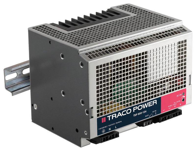 TRACOPOWER TSP 600-124 AC/DC DIN Rail Power Supply (PSU), Industrial, 1 Output, 600 W, 24 VDC, 25 A