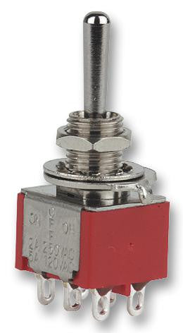 TE CONNECTIVITY A205SYZQ04 Toggle Switch, DPDT, Non Illuminated, (On)-Off-(On), A Series, Panel, 5 A