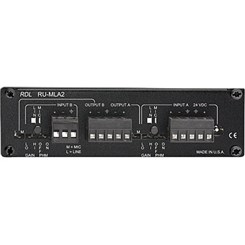 RDL RU-MLA2T - Dual Channel Microphone/Line Preamplifier with Four Channel Audio Distribution and a Studio-Quality Transformer on Each Output