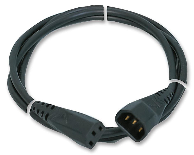 PRO ELEC PE00058 Mains Power Cord, IEC 60320 C13, IEC 60320 C14, 6.56 ft, 2 m, Black