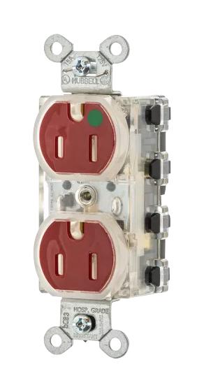 Hubbell Wiring Devices SNAP8200RLTR PWR CON Nema 5-15R Hospital Grade RED New