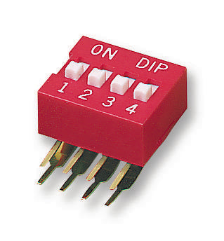 Multicomp PRO MCNDA-04V MCNDA-04V DIP / SIP Switch 4 Circuits Slide Through Hole SPST-NO 24 V 25 mA