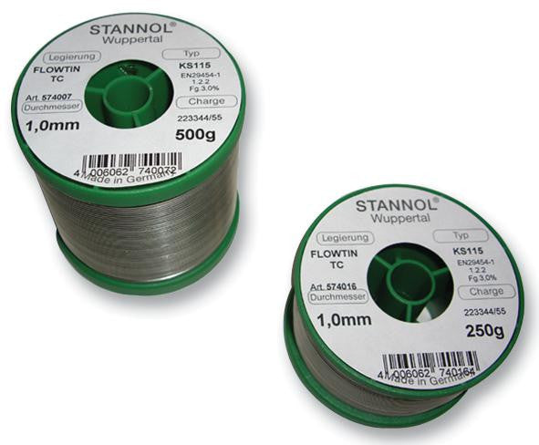 STANNOL 574007 Solder Wire, KS115, 1mm Diameter, 227&deg;C, 500g