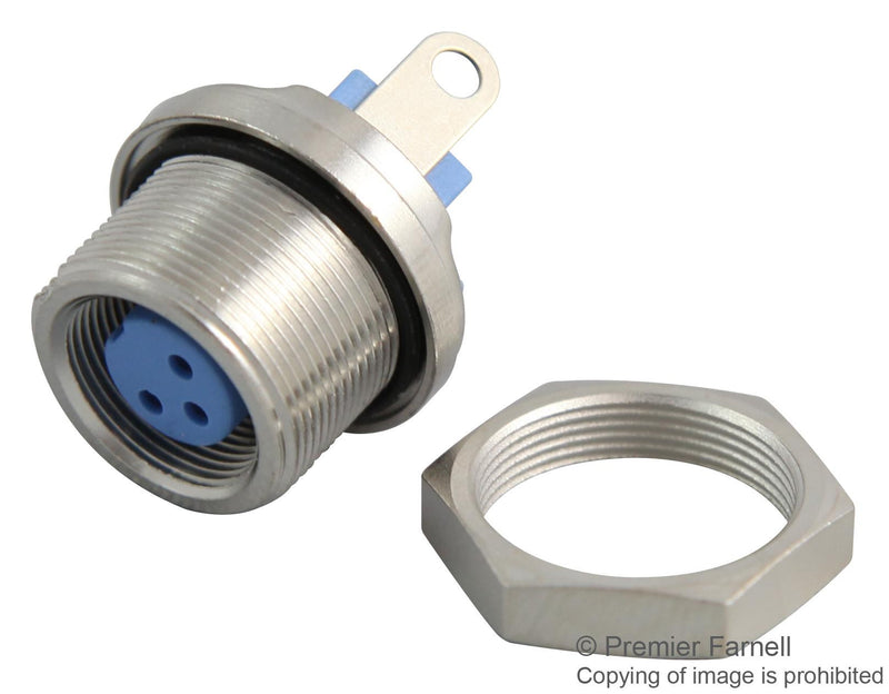 TE CONNECTIVITY T01-0580-S03 Circular Connector, TRIAD 01 Series, Panel Mount Receptacle, 3 Contacts, Solder Socket