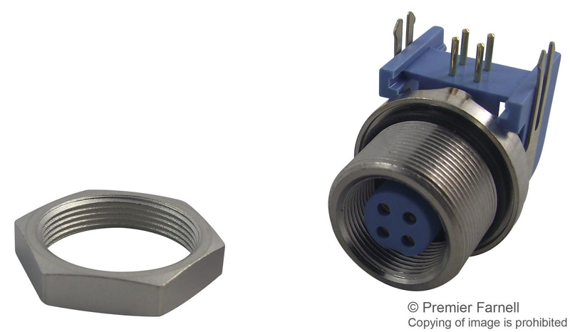 TE CONNECTIVITY T01-0560-S04 Circular Connector, TRIAD 01 Series, Panel Mount Receptacle, 4 Contacts, Solder Socket