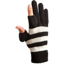 Freehands Women's Stripe Wool Knit Gloves (Black)