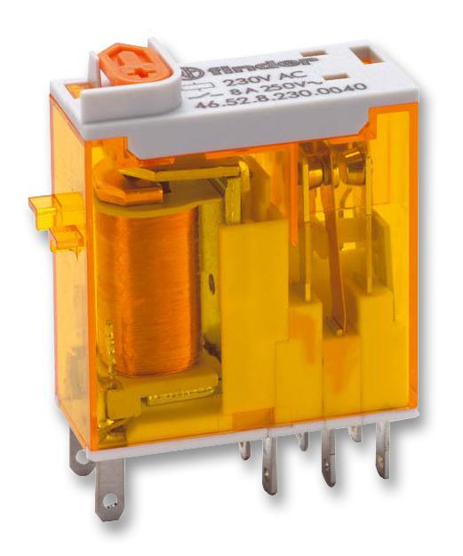 FINDER 46.52.9.024.0000T General Purpose Relay, 46 Series, Power, DPDT, 24 VDC, 8 A