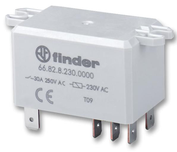 FINDER 66.82.9.012.0000 General Purpose Relay, 66 Series, Power, DPDT, 12 VDC, 30 A