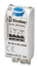 FINDER 86.30.0.024.0000 Analogue Timer, Module, Multifunction, 86 Series, On-Delay, On-Pulse, 1 Ranges, 0.05 s, 100 h