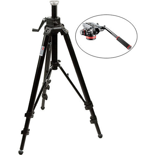 Manfrotto 475B Professional Tripod Legs (Black) & 502HD Pro Video Head with Flat Base