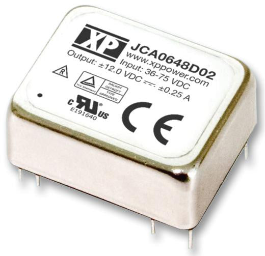 XP POWER JCA0624S15 6 Watt 2:1 Input Range Single Output DC/DC Converter, Input 18V to 36V, Output 15V/400mA