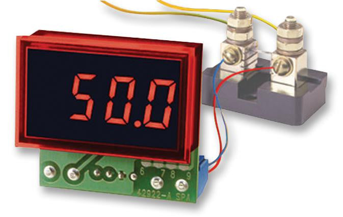 MURATA POWER SOLUTIONS DCA5-20PC-1-DC1-RL-C Digital Panel Meter, LED, 3-1/2 Digits, DC Current, 0A to 5A, 0A to 50A, 0A to 500A