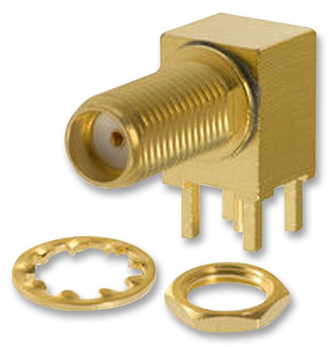 JOHNSON 142-0701-501 RF / Coaxial Connector, SMA Coaxial, Right Angle Bulkhead Jack, Solder, 50 ohm, Beryllium Copper