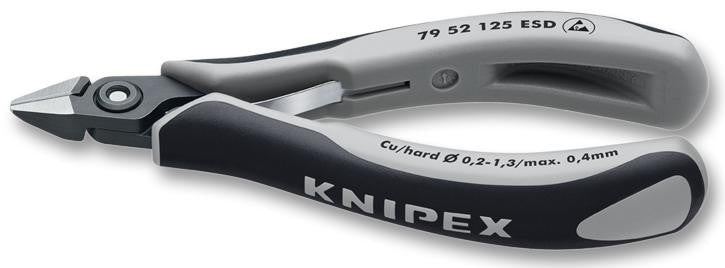 KNIPEX 79 52 125 ESD Cutter, Precision, 125 mm, Side, Flush, 1.3 mm, 64 &deg;