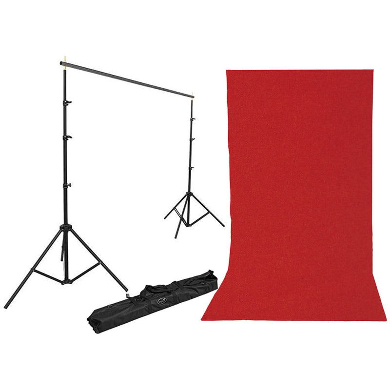 Impact Background Kit with 10 x 12' Solid Ruby Red Muslin Backdrop