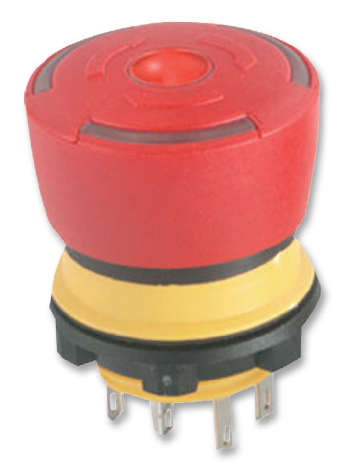 EAO 84-5030.0020 Industrial Pushbutton Switch, SPST-1NO / 1NC, On-Off, Quick Connect, Solder, 3 A, 250 V, 250 V