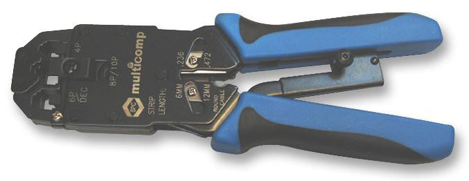 MULTICOMP HT200AR Crimp Tool, Ratchet, 10P10C, RJ-45, RJ-12, RJ-11, 4P4C & 4P2C & DEC/Off Set Plug 6P6C