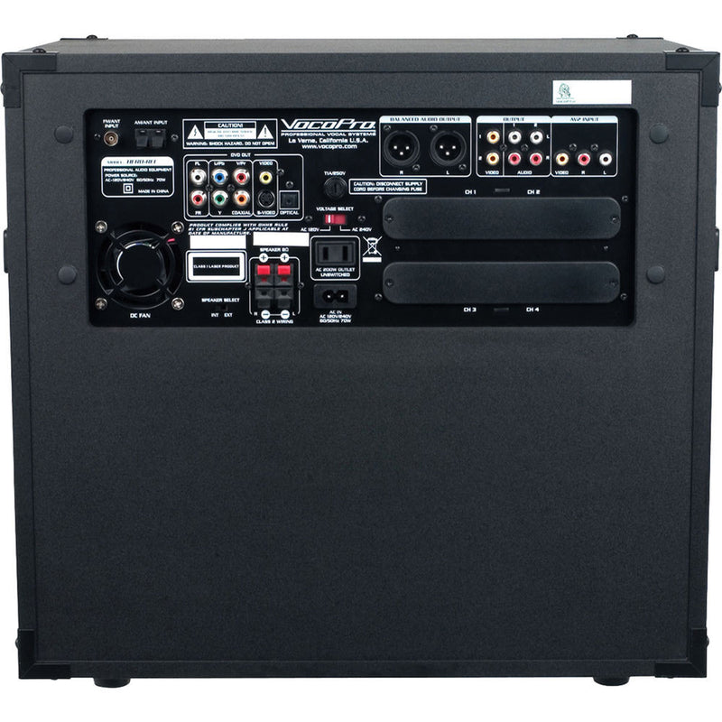 VocoPro HERO-REC Basic 120W 4-Channel Multi-Format Portable PA System with Digital Recorder & 2 Wired Mics