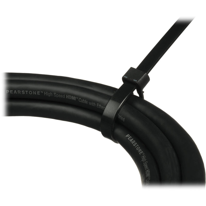 Pearstone 8" Reusable Plastic Cable Ties - Black (1000-Pack)