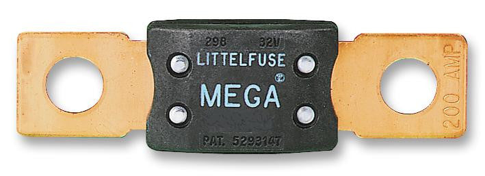 LITTELFUSE 0298200.ZXEH Fuse, Automotive, Bolt Down, 200 A, MEGA 298 Series, Time Delay, 32 V, 68.58mm x 16.2mm x 10.67mm