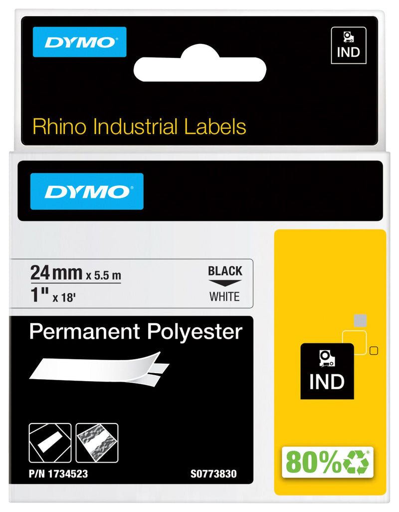 Dymo 1734523 Rhino Tape Permanent Poly BLACK_WHITE New