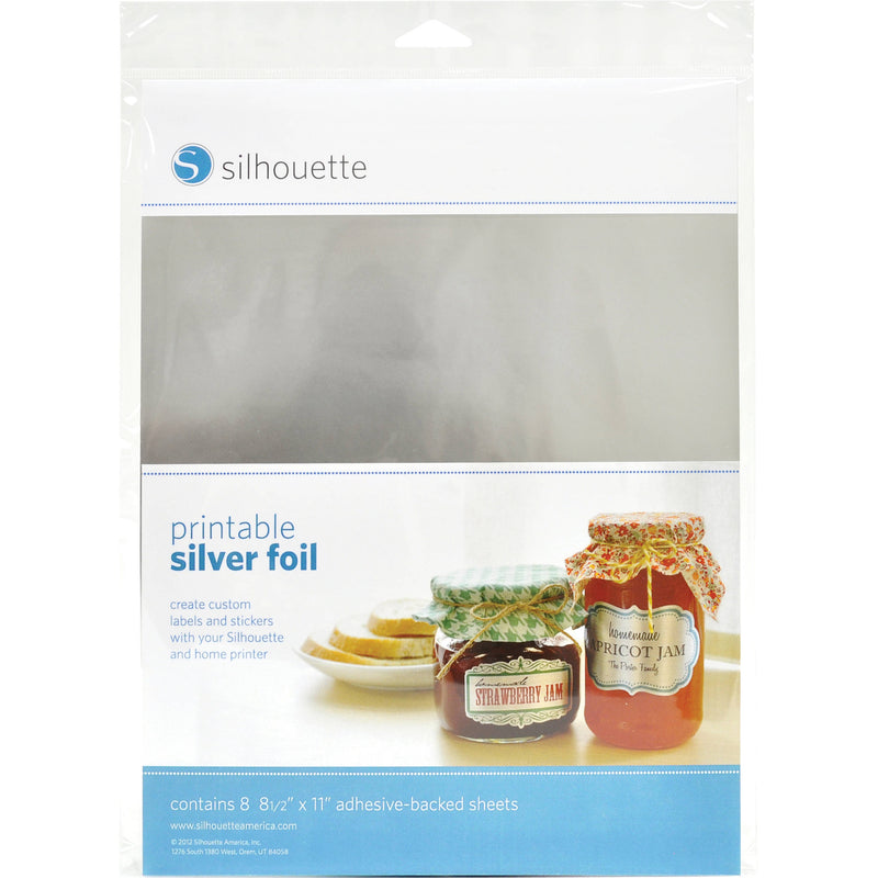 Silhouette Printable Adhesive Silver Foil (8.5 x 11", 8 Sheets)