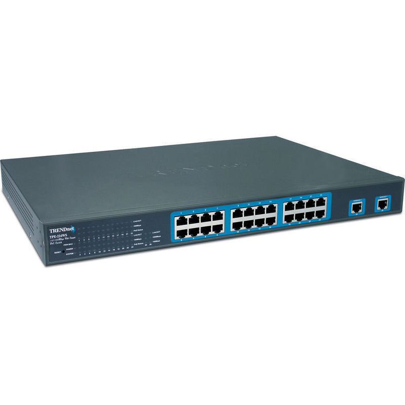 TRENDnet TPE-224WS 24-Port 10/100Mb/s Web Smart PoE Switch with Gigabit Ports & Mini-GBIC Slots